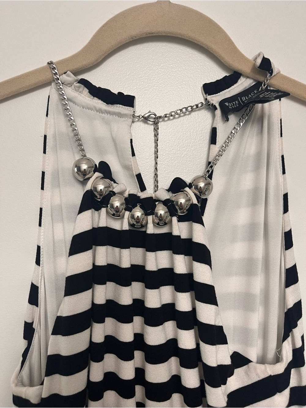 White House Black Market Black and White Striped Summer Feminine Maxi dress
